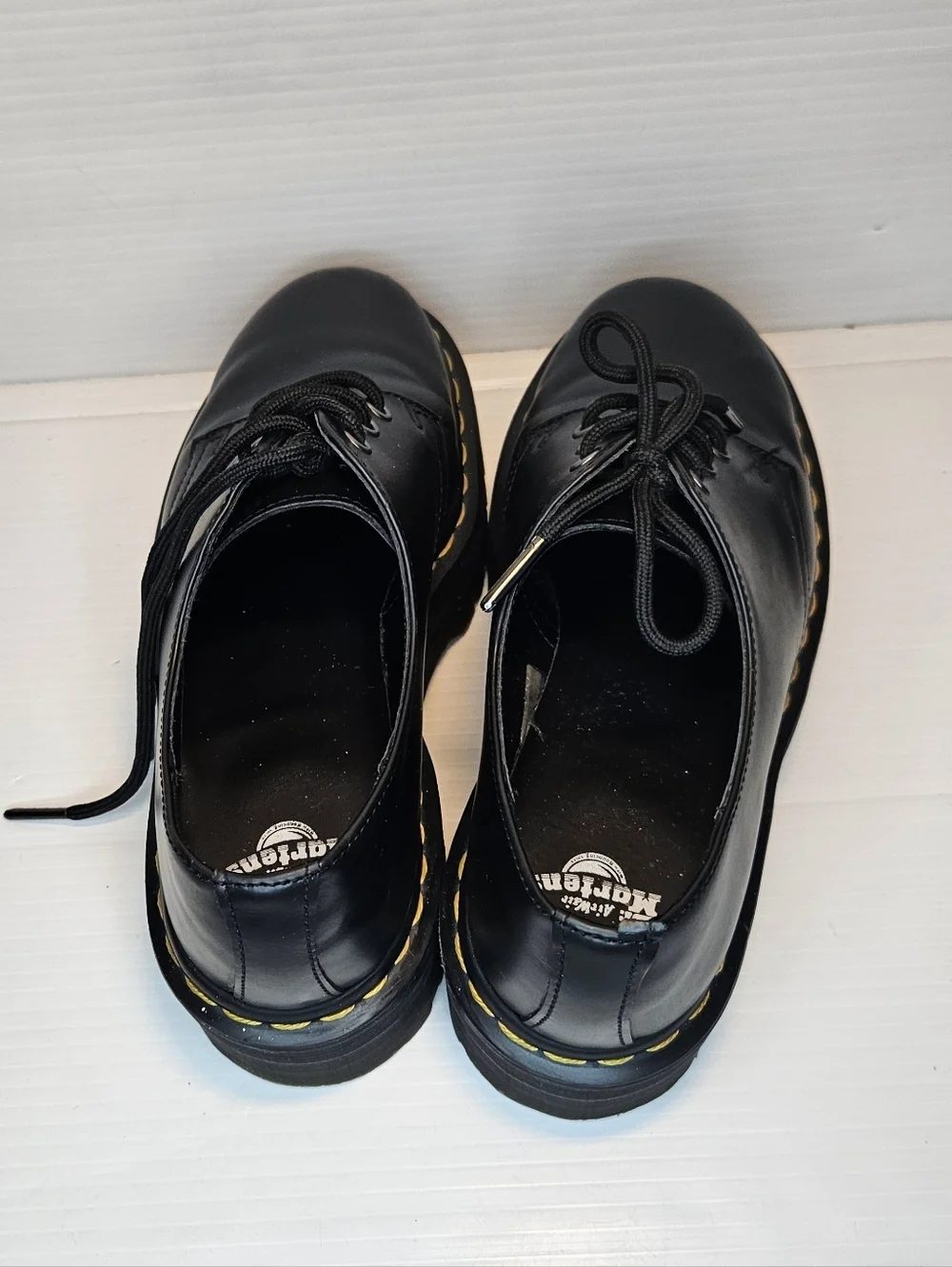 Dr. Martens 1461 Quad Black Polished Smooth Leather Platform Oxfords Women 8 M 7